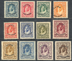 JORDAN: Sc.B1/B12, 1930 Locust, Cmpl. Set Of 12 Values With Overprint, Mint Lightly Hinged, Fine Quality, Catalog Value  - Jordan