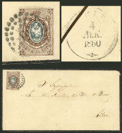 LATVIA: Mourning Cover Franked With 10 Kop. (Russia Sc.8) With Numeral "38" Cancel Of Riga, Sent To Libau, Backstamp Of  - Letland