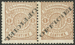 LUXEMBOURG: Sc.O11a + O11, 1875/6 1c., Pair, One With INVERTED Overprint, Mint Without Gum, VF Quality! - Sonstige & Ohne Zuordnung