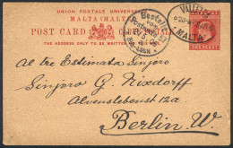 MALTA: 1p. Postal Card Written In ESPERANTO, Sent From Valetta To Berlin On 28/AP/1906. - Malta (...-1964)