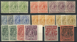 Delcampe - FALKLAND ISLANDS/MALVINAS: Sc.30/40, 1912/4 George V, The Complete Set Of 11 Mint Values + Several Additional Shades Of  - Falkland