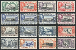 FALKLAND ISLANDS/MALVINAS: Sc.84/96 (without 85B), 1938/46, 15 Values Of The Set Of 16 (only The 1p. Violet Missing), MN - Islas Malvinas