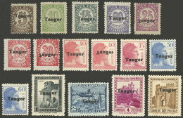 SPANISH MOROCCO: Yvert 279/92, 1939 Complete Set Of 14 Values Overprinted "Tanger", Including Some With "T" Of The Overp - Spanisch-Marokko