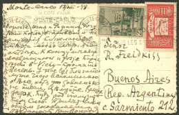 MONACO: 19/AU/1948 Montecarlo - Argentina, Postcard Sent By Airmail Franked With 42Fr., VF Quality! - Otros & Sin Clasificación