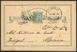 MOZAMBIQUE: 30Rs. Postal Card Sent From Mozambique To Portugal On 18/JUL/1894, With Transit Mark Of Lisboa And ALPIARÇA  - Mozambique