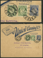 NORWAY: 7/DE/1915 Stavanger - Argentina, Cover With Very Attractive  Corner Card (sobre Con Muy Atractivo Membrete (tin  - Other & Unclassified