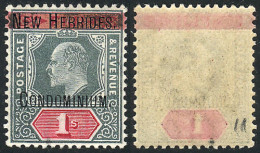 NEW HEBRIDES: Sc.6, 1908/9 1S. With Single Crown CA Wmk, MNH, Very Fine Quality! - Andere & Zonder Classificatie