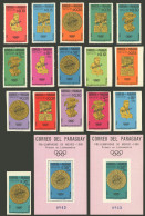 PARAGUAY: Sc.927/934 + 934a, 1966 Mexico Olympic Games, Complete Set Of 8 Values + S.sheet, Perforated + IMPERFORATE, Al - Paraguay