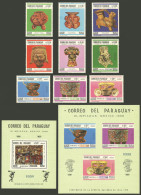 PARAGUAY: Sc.1060/1068 + 1069 + S.sheet Of 3 Imperforate Values, 1967 Mexico Olympic Games, Complete Set Of 9 Values + 2 - Paraguay