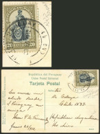 PARAGUAY: RARE RIVER MAIL PO MARK: Postcard Sent To Argentina On 30/JUN/1912 Franked With 20c., Cancelled "ESTAFETA URUG - Paraguay