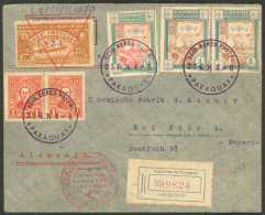 PARAGUAY: 23/JUN/1934 Asunción - Germany, Registered Airmail Cover Sent By Zeppelin, On Back There Is A Transit Mark Of  - Paraguay