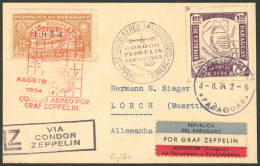 PARAGUAY: 4/AU/1934 Asunción - Germany, Card Sent By Zeppelin, On Back There Is An Arrival Mark Of Friedrichshafen 14/AU - Paraguay