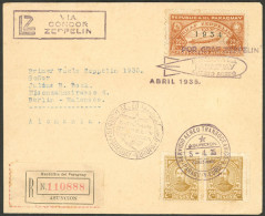 PARAGUAY: 5/AP/1935 Asunción - Germany, Registered Airmail Cover Sent Via Zeppelin On The 1st Flight Of That Year, Berli - Paraguay