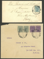 PERU: 2 Covers Sent In Circa 1915 To Paris And USA, Both Franked With 12c., VF Quality! - Perù