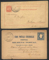 PORTUGAL: 2 Postal Cards Used In 1884 And 1893, Minor Defects, Interesting! - Other & Unclassified