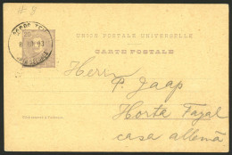 Delcampe - PORTUGAL - PONTA DELGADA: 20Rs. Postal Card Sent To Horta On 8/JUN/1903, With Arrival Backstamp Of 11/JUN, VF Quality! - Ponta Delgada