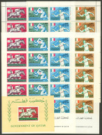 QATAR: Sc.103/103A + 103B, 1966 Mexico Olympic Games, The Set Of 6 Values In Complete Sheets Perforated + IMPERFORATE +  - Qatar