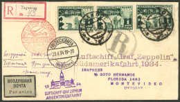 RUSSIA: 6/JUN/1934 Taganrog - Uruguay, Registered Airmail Cover Sent By Zeppelin On Special Flight To Argentina, With Va - Other & Unclassified