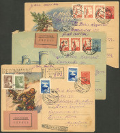 RUSSIA: 3 Stationery Envelopes Of 40k. With Varied Illustrations, Sent By Express Airmail To Argentina In 1959/60, One W - Sonstige & Ohne Zuordnung