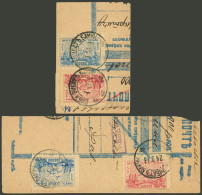 RUSSIA - CAUCASUS: Sc.19 + 21, 1923 Stamps Of 300,000r. And 500,000r. On Fragments, Very Fine Quality! - Altri & Non Classificati