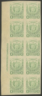 EL SALVADOR: Sc.146, 1896 1c. Coat Of Arms Printed On Paper With INVERTED Watermark, IMPERFORATE Block Of 10, With Left  - El Salvador