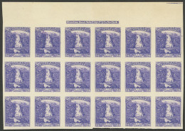 EL SALVADOR: Sc.157K, 1896 24c. Waterfall Atehausillas On Paper Without Watermark Or Gum, IMPERFORATE Block Of 18, With  - Salvador