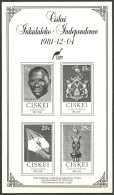 SOUTH AFRICA - CISKEI: Souvenir Sheet Issued In 1981 In Black Containing The Set Sc.1/4 Commemorating Independence, MNH, - Sin Clasificación