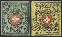 SWITZERLAND: Yvert 14 + 15, 1850 5r And 10r. Used With Light Thins On Back In The Hinge Area, Nice Fronts, Catalog Value - Andere & Zonder Classificatie