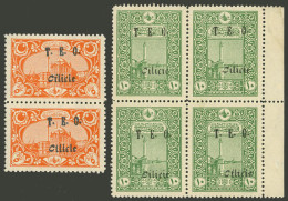 TURKEY - CILICIA: Sc.80, 1919 Lighthouse 10pa. Green, MNH Block Of 4 Of Excellent Quality. The Overprints Have Different - Andere & Zonder Classificatie