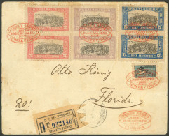 URUGUAY: 25/AU/1925 Montevideo - Florida, First Flight, Cover With Very Nice Franking And Arrival Backstamp, VF! - Uruguay