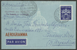 VATICAN: 55L. Aerogram Sent To Argentina On 30/JA/1951, VF Quality! - Andere & Zonder Classificatie