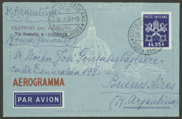 VATICAN: 55L. Aerogram Sent To Argentina On 30/JA/1951, VF Quality! - Autres & Non Classés