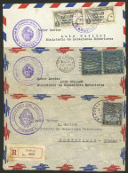 VENEZUELA: 3 Diplomatic Covers Sent By Registered Airmail Franked With 2B., To Uruguay Between OC/1936 And JA/1937, Very - Venezuela