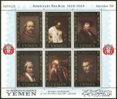 YEMEN: Sheet Of 6 Values Of The Year 1967, Paintings By Rembrandt, MNH, VF Quality! - Yemen