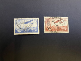 20-4-2024 (stamp) 2 Used Stamp - FRANCE - Poste Aerienne (3 Fr & 3,50 Fr) - 1927-1959 Gebraucht