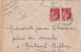 Eauze (32) Lettre En Franchise Pour Montreuil Bellay Mais Pourtant Affranchie Type Paix ? En 1940 - Guerra De 1939-45