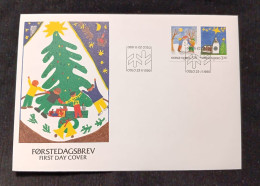 D)1990, NORWAY, FIRST DAY COVER, ISSUE, CHRISTMAS, SNOWMAN, CHURCH, STARS, FDC - Otros & Sin Clasificación