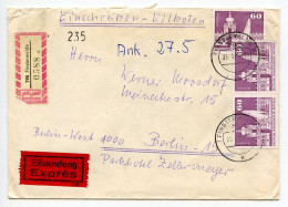 Germany East 1980 Registered Express Cover; Finsterwalde To Berlin; 60pf. Dresden Stamps X 3 - Lettres & Documents