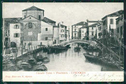 Venezia Chioggia Canale Vena Barche PIEGA Cartolina QT3987 - Venezia (Venice)