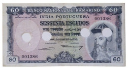 Portuguese INDIA - 60 Escudos - 2.01.1959 - Pick 42 - Canceled With Four Holes - Afonso De Albuquerque - Portugal