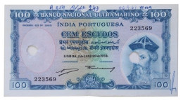 Portuguese INDIA - 100 Escudos - 2.01.1959 - Pick 43 - Canceled With Two Holes - Afonso De Albuquerque - Portogallo