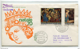 Italia FDC Venetia 1970 Natale  Viaggiata Racc. Per L'estero - FDC