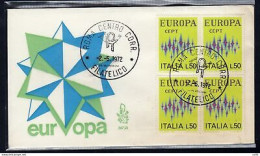 Italia FDC Venetia 1972 Europa Quartina Non Viaggiata - FDC