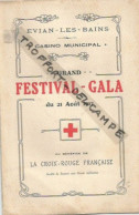 FF / PROGRAMME Concert EVIAN LES BAINS 1913  CASINO MUNICIPAL FESTIVAL GALA MUSIQUE - Programs