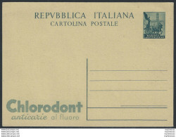 1951 Italia L 20 Chlorodont Cartolina Postale Fil. N. R9/2 - Postwaardestukken