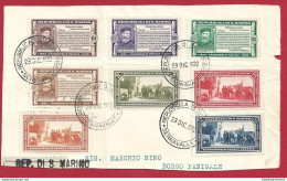 1922 SAN MARINO, N. 168/175 , Garibaldi Serie Completa Su Frammento - Interessan - Other & Unclassified