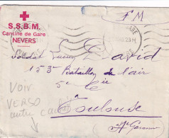 Nevers (58) Tampon (au Dos) Et Entête De La SSBM Croix Rouge Cantine De Gare 5e Région 1940 / 153e Bat De L'air Toulouse - 2. Weltkrieg 1939-1945