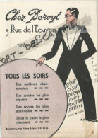 FF / Rare Carton PUBLICITAIRE 1933 CHEZ BEROYL Rue De L'écuyer  CABARET CHANSONNIER REVUE CARTE VISITE - Tarjetas De Visita