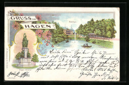Lithographie Hagen, Waldlust Und Sieges-Denkmal  - Hagen