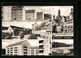 AK Hettstedt /Südharz, Ortsansicht Mit Marktplatz Und Schwimmbad  - Hettstedt